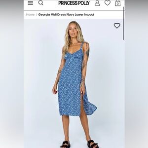 Princess Polly GEORGIA MIDI DRESS NAVY
